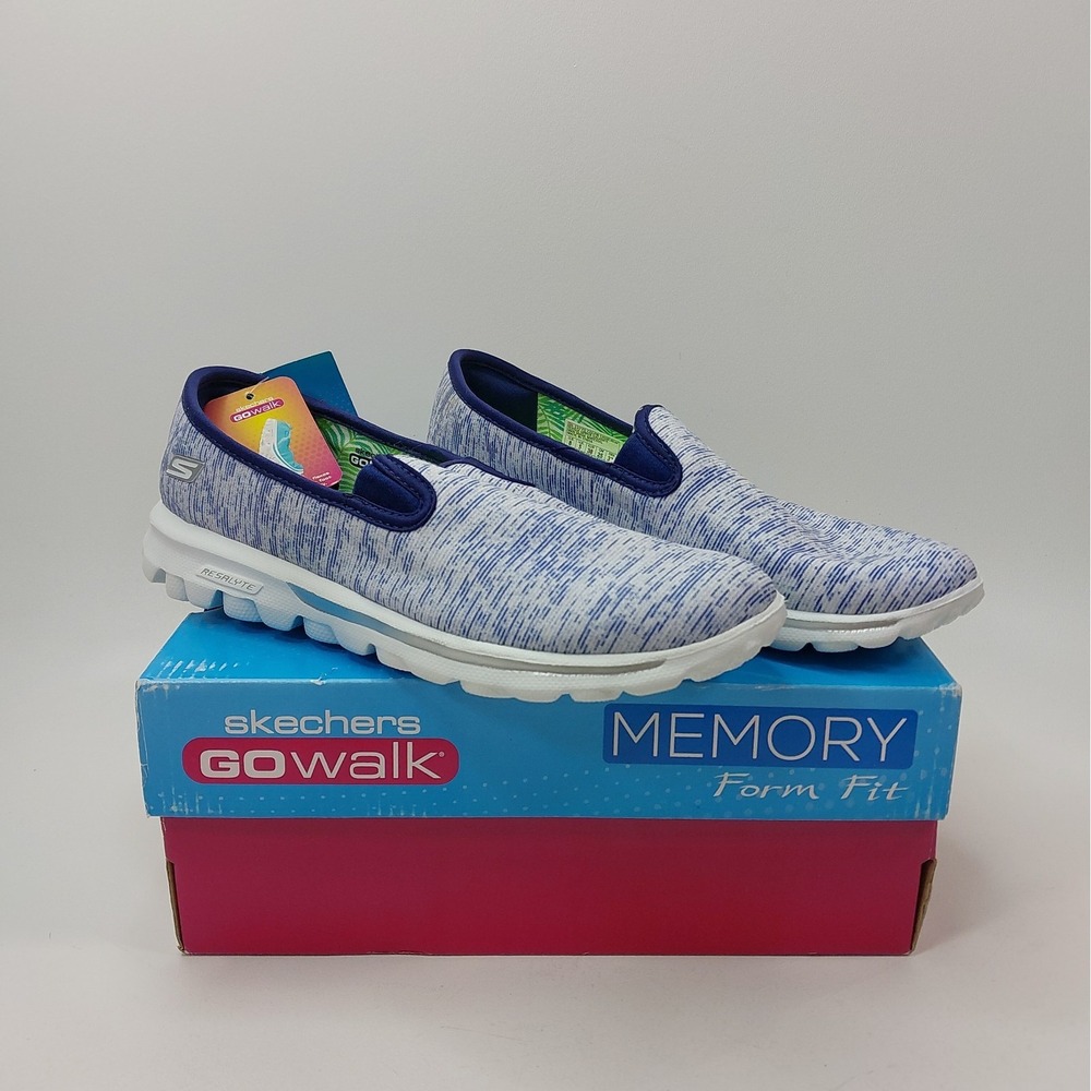 SKECHERS Go Walk Womens Slip On Shoes Size 8 Blue / White